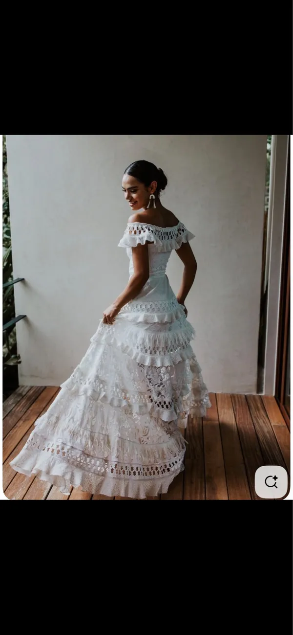 White Wedding Maxi Dress Size M - Image 13