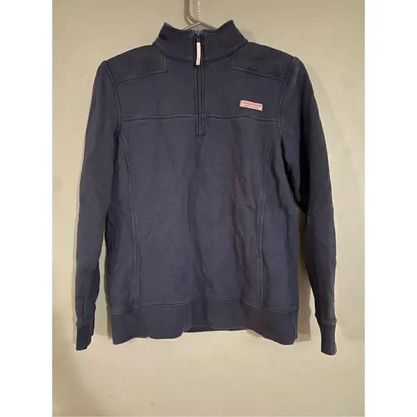 VINEYARD VINES Collegiate Shep Shirt Navy 1/4 Zip Sweatshirt Small - Image 4