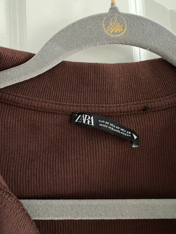 Zara Brown Ribbed Polo - Image 4