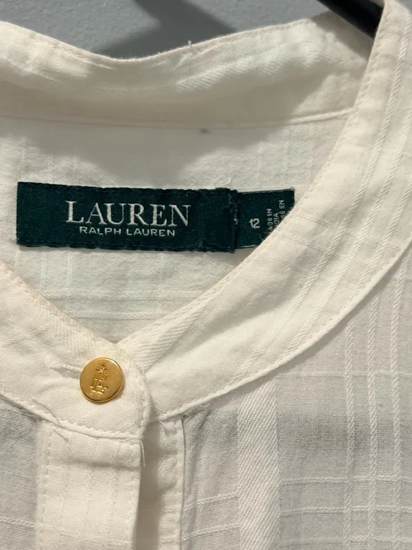 Ralph Lauren White Long Sleeve Tie-Waist Dress - Image 5