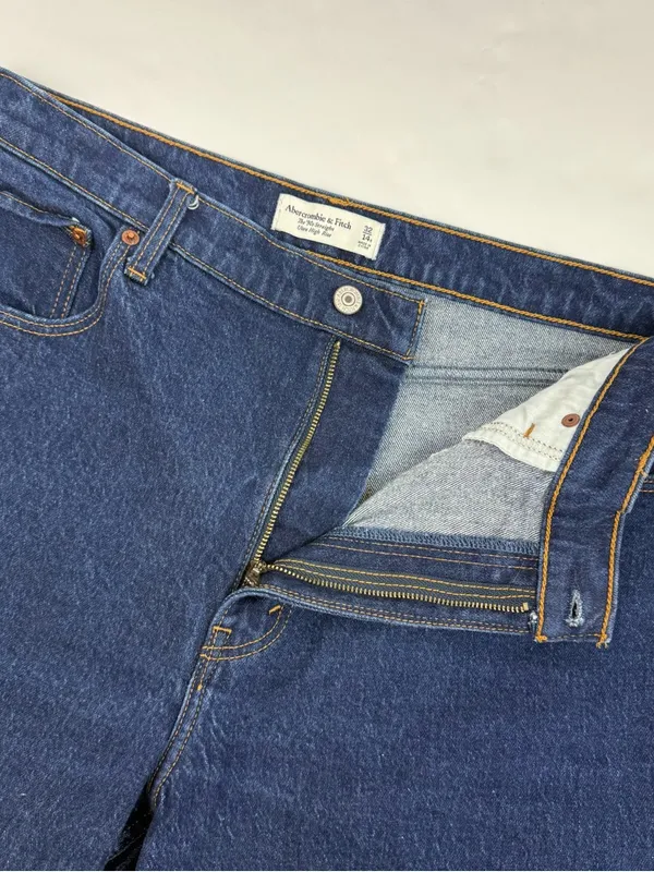 Abercrombie & Fitch Ultra High Rise 90s Straight Jean Dark Wash Blue - Image 11