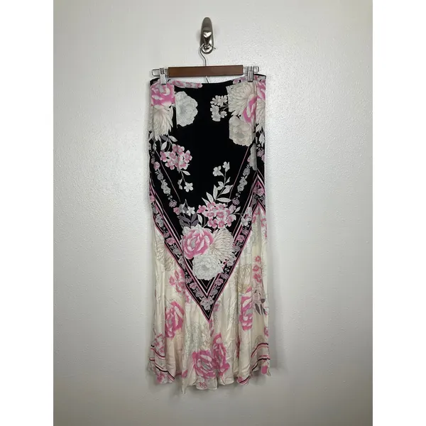 Free People‎ Bali After Hours Floral Maxi Skirt Black Pink Rose Print Size Small - Image 4