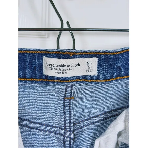Abercrombie & Fitch The 90s Relaxed Jean High Rise Size 26 Blue Denim Y2K Retro - Image 4