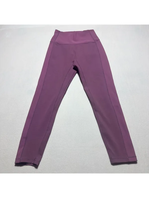 P’TULA x HB Women’s Medium Purple High Rise Ribbed Panel Leggings Yoga - Image 4