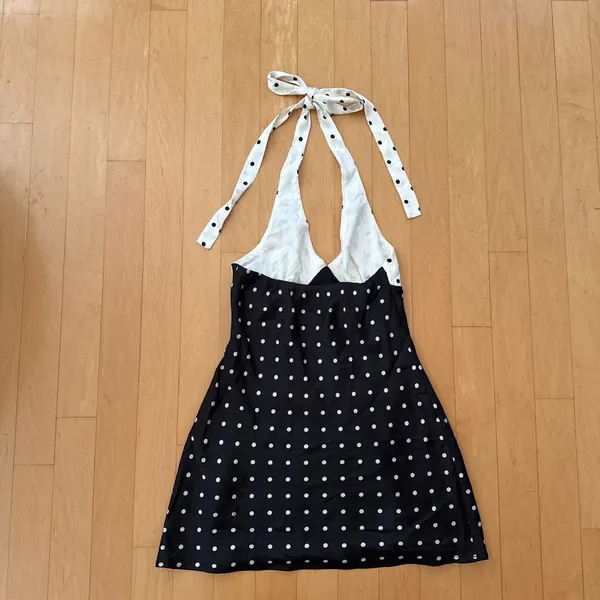 Princess Polly Rhiana black and white polka dot halter mini dress - Image 3