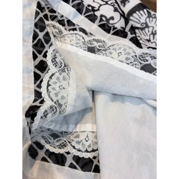 Maeve Anthropologie Black White Damask Medallion Strapless‎ Smocked Midi Dress M - Image 9