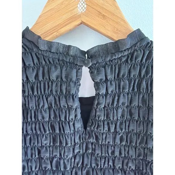 Abercrombie & Fitch Black Smocked Flutter Sleeve Top Y2K Coquette Crop Blouse XS - Image 6