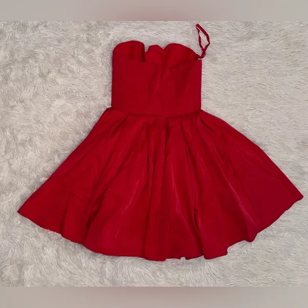 NWOT House of Cb Emmanuela red Tomato Strapless Corset Fit & Flare Mini sz XS - Image 8