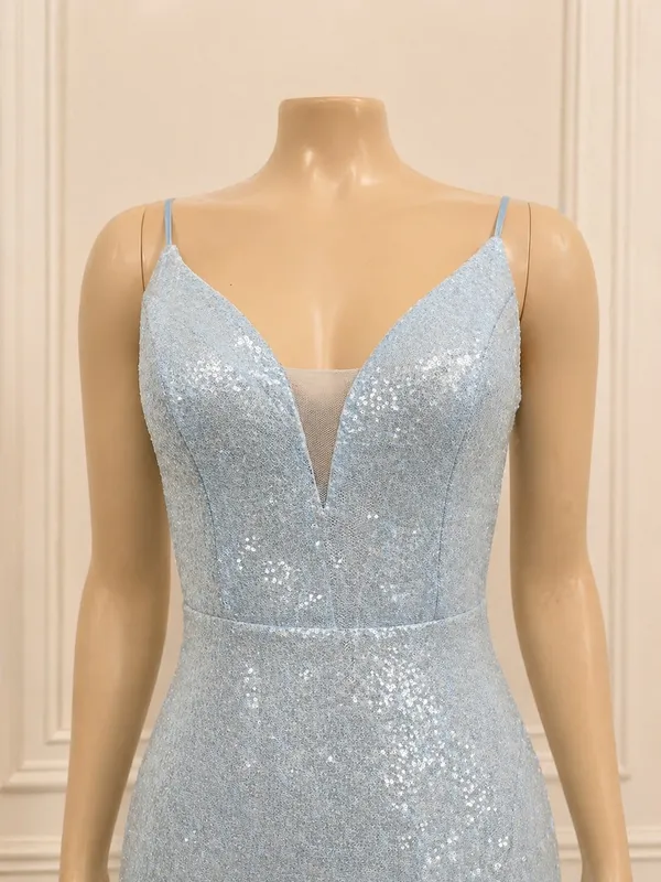 Windsor Gorgeous Sparkle Sequin Light Blue Form Fitting Prom Dress Size Small S - Image 2