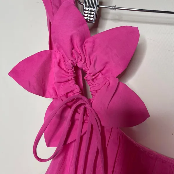NWT Farm Rio Sleeveless Floral Straps Midi Dress in Pink sz L - Image 4