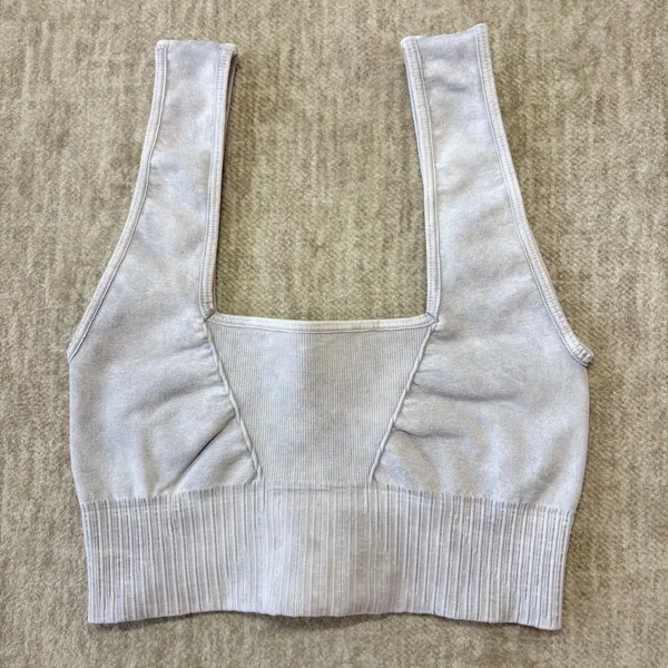Free People Movement Good Karma Sports Bra Womens XS/S Cream/Gray Square‎ Neck - Image 2