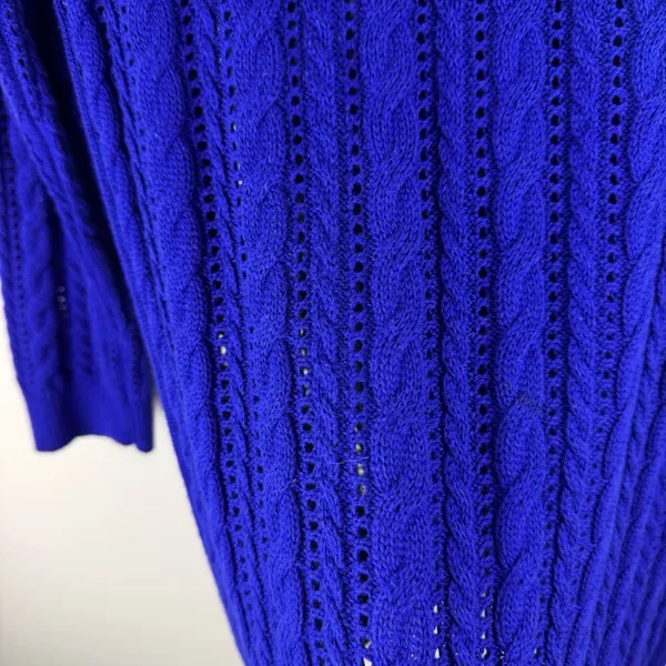 American Eagle Womans Sweater Sz‎ M Pull Over Royal Blue Open Textured Knit - Image 7