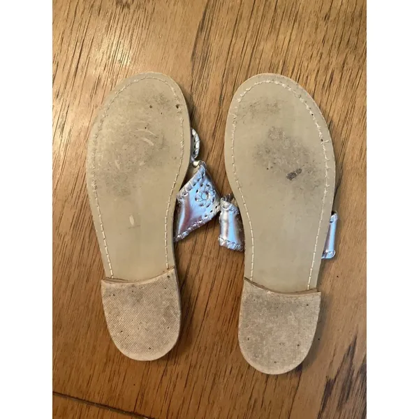 Jack Rogers Women’s Silver Metallic Leather Slide Sandals Slip-On US 7 - Image 6