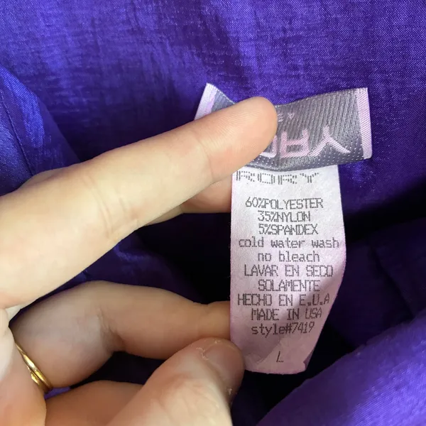 Vintage Rory U.S.A. One Shoulder Ruffle Cocktail Dress L Purple Textured y2k - Image 4
