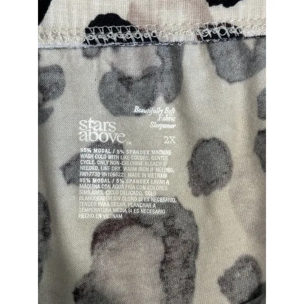 Stars Above Leopard Print Pajama Pants Size 2X Wide Leg Elastic/Tie Waist - Image 6