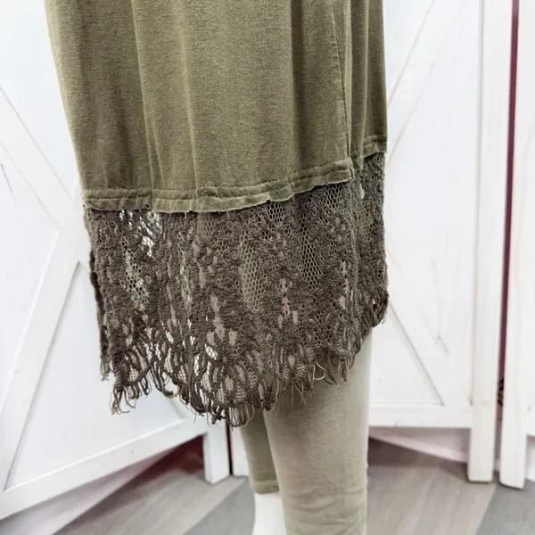 BKE Buckle Gimmicks Western Boho Lace Trim‎ Cardigan Duster Olive Green Small - Image 6