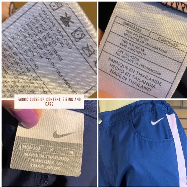 Nike Blue And Pink Partial Zipper Leg Drawstring Waist Track Pants (M) - Image 13