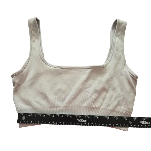 Ribbed Comfort‎ Y2K Bra Top Wireless Pullover Stretch Sleep Active Gray Large - Image 3