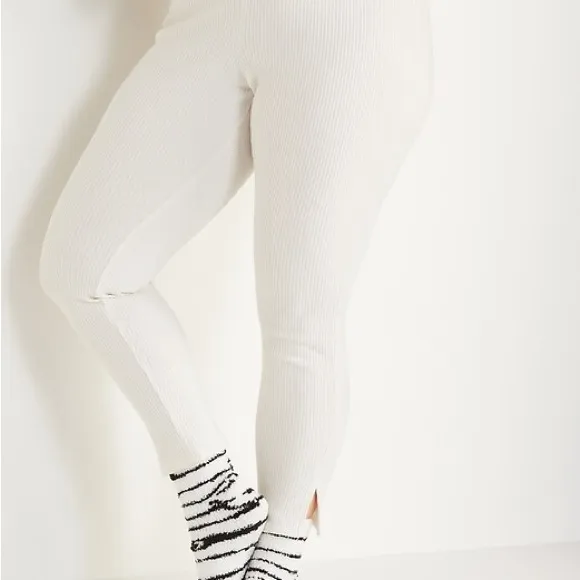Old Navy High-Waisted Cozy Rib-Knit Lounge Leggings Creme de La Creme Size M - Image 6