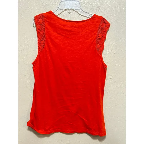 Lauren Ralph Lauren Orange Knit Tank Top with Crochet Trim Sleeveless Large‎ - Image 5