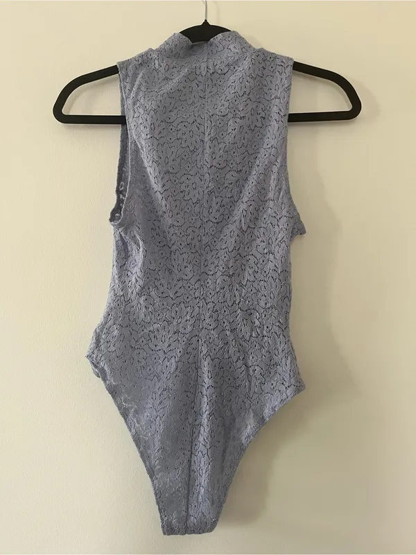 Intimately Free People Lavender Lace Bodysuit XS Mock Neck Romantic Coquette - Image 4