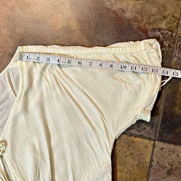 Free People Intimately Ruched Short Sleeve Cream Bodysuit Small - Image 2