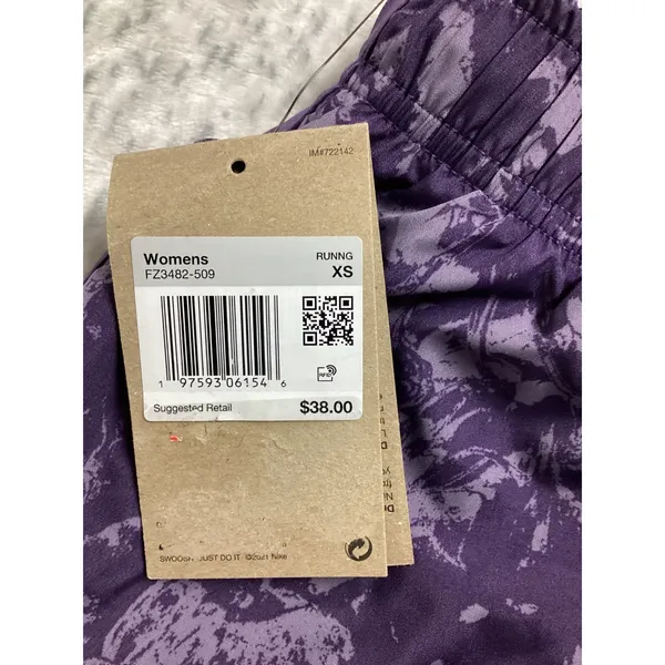 Nike Womens‎ Dri-FIT Running Shorts Purple Abstract Print FZ3482-509 XS NEW - Image 6
