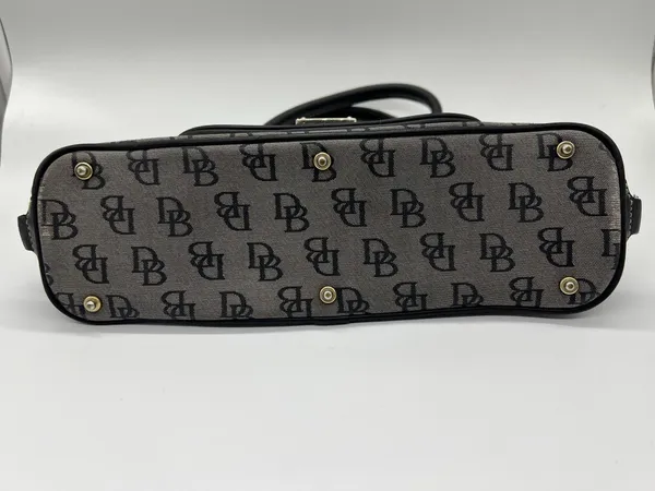 Dooney & Bourke Satchel Bag Womens Medium Gray Logo Canvas Leather Zip Purse - Image 3