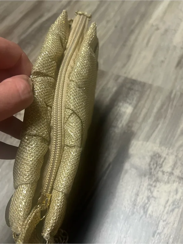 Apt 9 Gold Metallic Pleated Evening Clutch Bag Wristlet Purse - Image 4