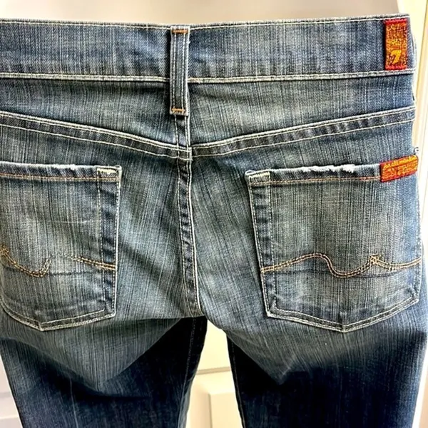 7 for all of Mankind Distressed and Frayed Boycut Button Fly Jeans- Size 27 - Image 6