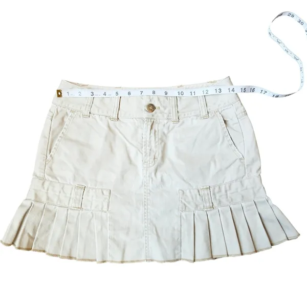American Eagle‎ Khaki Pleated Cargo Mini Skirt Tan Vintage Y2K Low Rise Size 2 - Image 5