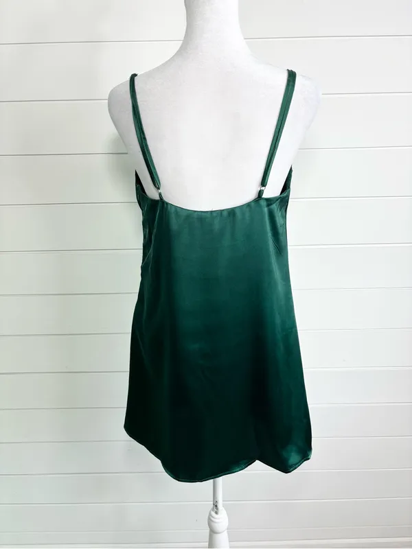 Hello Molly Deep Green Satin Cowl Mini Slip Dress Forest green - Image 4