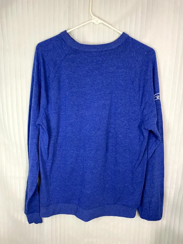 Blue Long Sleeve Shirt Lightweight Crewneck Casual Basic Soft Top - Image 2