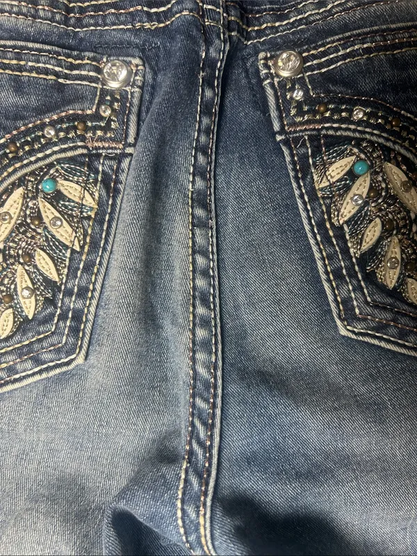 Miss Me Jeans Women's Size 30 Hailey Skinny Jeans Embellished Embroidered Bling - Image 11