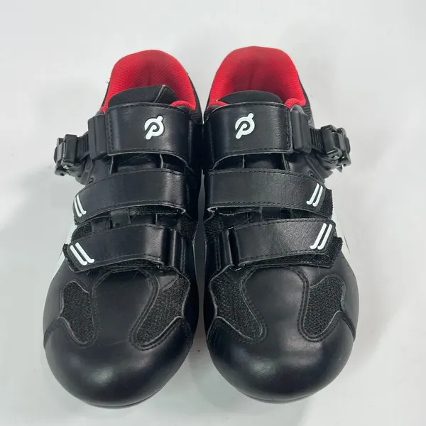 Peloton Cycling Shoes Unisex Size 40 Black Red Hook Loop Ratchet Buckle Cleats - Image 2