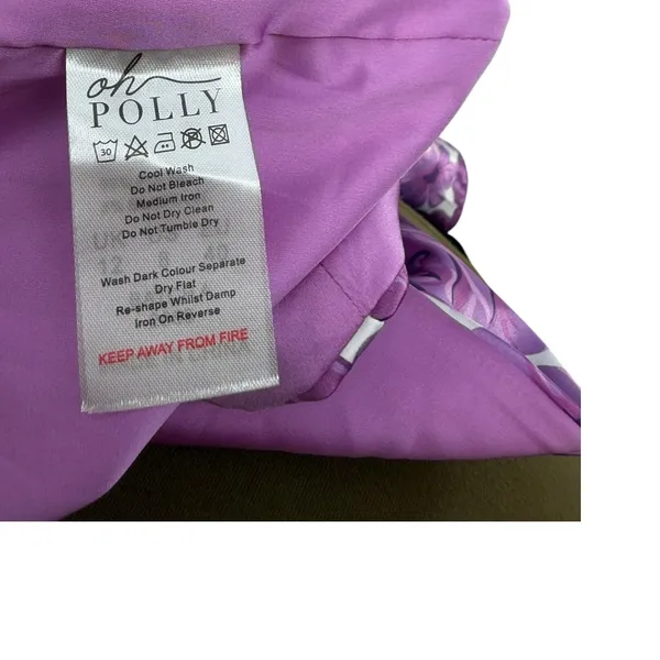 Oh Polly Show Me‎ Off Off Shoulder Ruffle Satin Mini Dress Lilac Floral US 8 NWT - Image 14