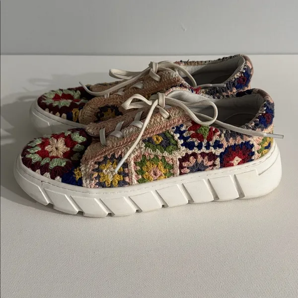 Free People Crochet Sneakers Boho Casual Festival Streetwear Festive Trendy Indi - Image 5