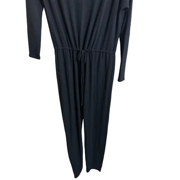 Enza Costa One-Shoulder Draped Knit Peach Jersey Slouchy Jumpsuit Black size M - Image 5