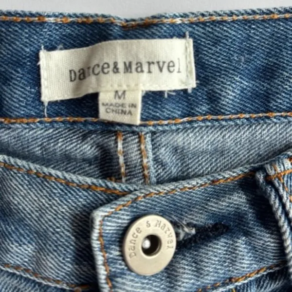 Dance & Marvel Jeans Women's M Blue Distressed Raw Hem Wide Leg High Rise Ankle - Image 7