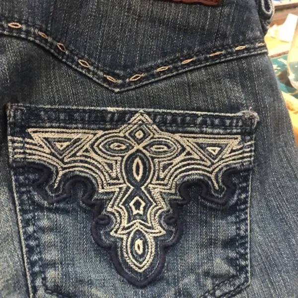Y2k Antik Denim Embroidered Blue Jean Pants 30 - Image 5