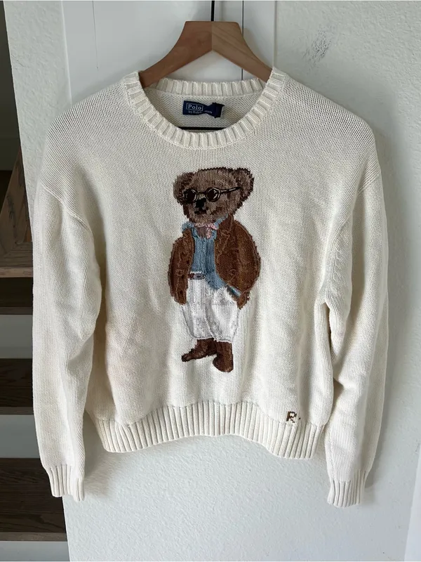 Ralph Lauren Polo Bear Cotton Crewneck Sweater in Parchment Cream - Image 3