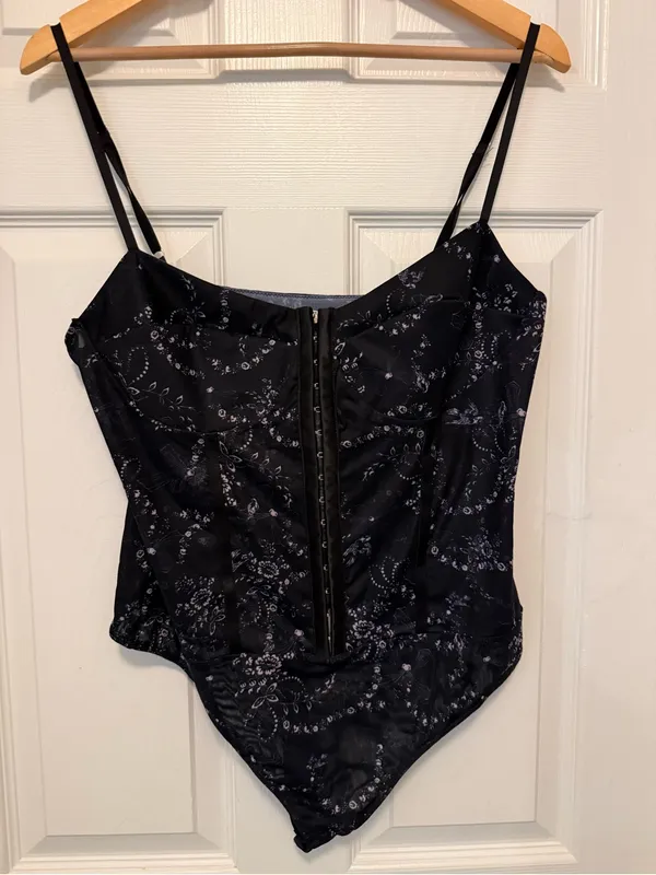 Like New Free People Night Rhythm Bodysuit Black Bows Combo - Image 5
