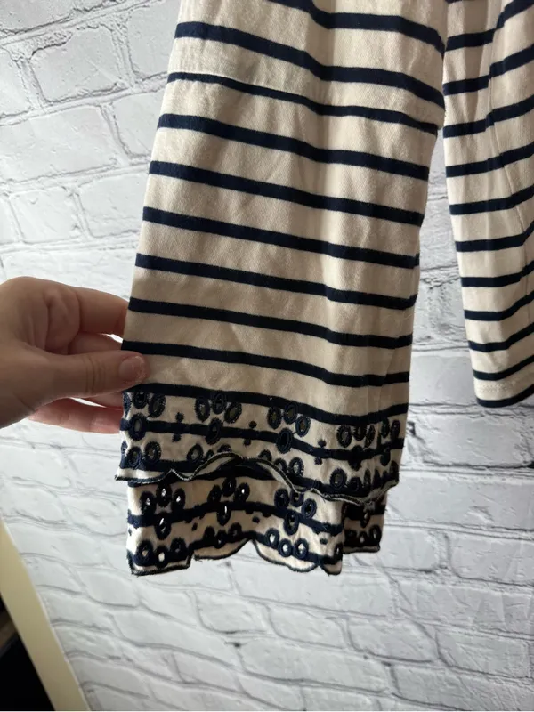 Madewell Navy and Cream Striped Long-Sleeve Tee with Embroidered Cuffs - Image 3