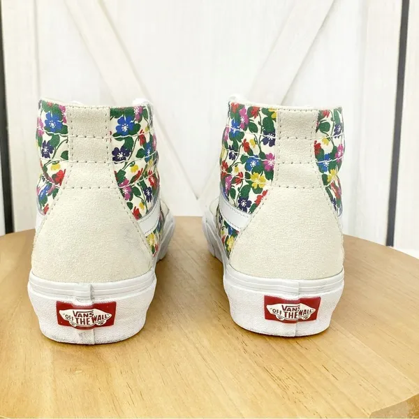 Vans Sk8 Hi Tapered Floral Sneakers White Suede Canvas‎ Multi 3.5 Men 5 Women - Image 5