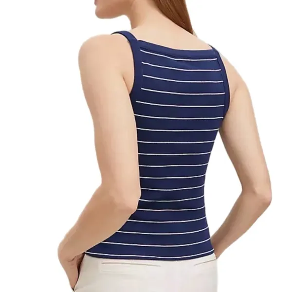 Ann Taylor Striped Vest Preppy Lady Tank Top Button Front V-Neck Knit S M L NEW - Image 3