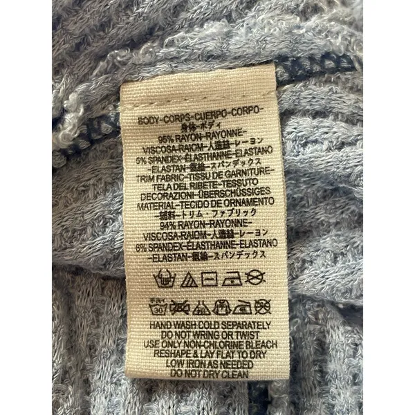 Free People We The Free Laguna Thermal Top XS Dusty Blue Oversized Waffle Knit - Image 6