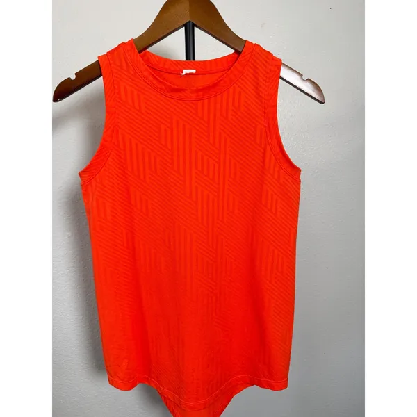 DSG Orange Geometric Jacquard Active Tank Top Sleeveless Athletic Size L - Image 2