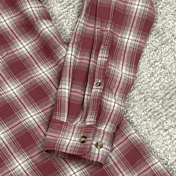 Fjallraven Shirt Womens Large Pink Gray Cream Plaid Flannel Ovik Cotton Outdoor - Image 8