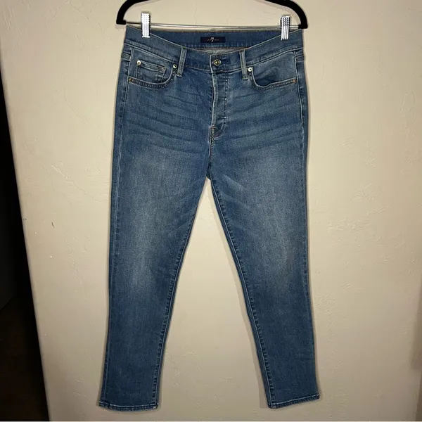 Seven For All Mankind Josephine Squiggle Button Fly Slim Straight Denim‎ Jeans - Image 3