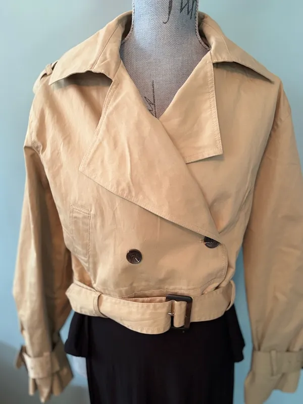 Joie Tan Cropped Trench Coat - Image 3